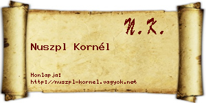 Nuszpl Kornél névjegykártya